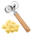Oruola Pasta Wheel Cutter, Double Fluted Pastry Cutter Wheel,Double-Blade Ravioli Cutters,Stainless Steel Double Roller Dough Cutters with Wooden Handle for Pizza,Ravioli,Cookies