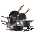 SENSARTE Nonstick Pots and Pans Set, 17pcs Black Cookware Set - color: Matte Black