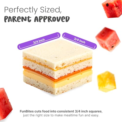 FunBites Purple Squares Sandwich Cutters For Kids Lunch Toddler Bite Size - color: Purple Squares