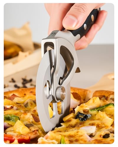 KYOKU 4in Pizza Cutter, Detachable High Carbon Steel Wheel with Blade Cover - size: Pizza Cutter with Blade Cover