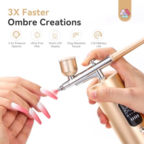 SAVILAND Airbrush for Nails 30PSI LCD Display Nail Airbrush Machine Gold - color: B-Gold