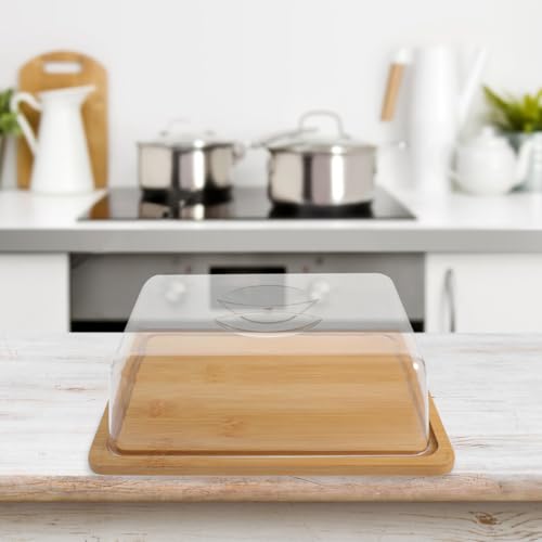 Acrylic Cake Stand with Dome Clear Cake Plate with Lid Rectangular Tray for Cakes Cupcakes Muffins Parties Restaurants 9.44 X 7.28 X 2.95 in