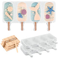 Sakolla 3 Pack Large Silicone Popsicle Molds with 150 Pcs Wooden Sticks - size: 3 Pcs Large - White (150 Sticks)