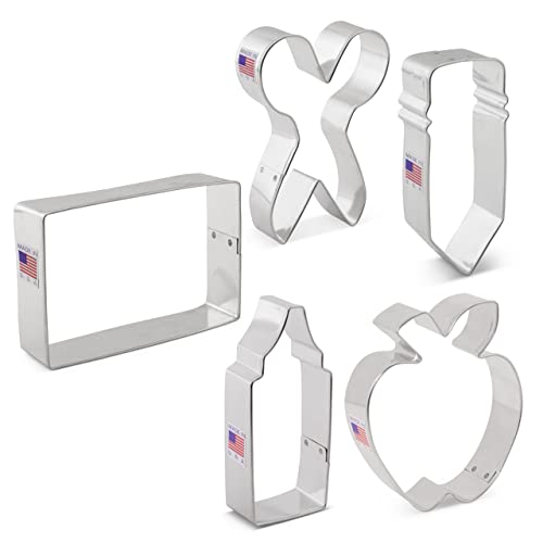 Ann Clark Back to School Cookie Cutters Set of 5, Made in USA - style: Back to School Set, 5-pc.