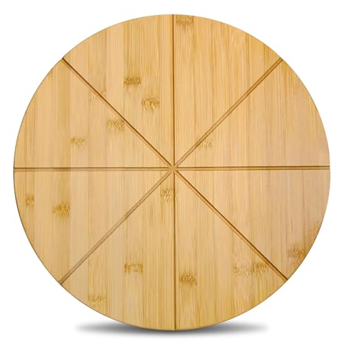 16inch Pizza Cutting Board Round Large Bamboo Wooden Prep Platter Tray - style: 16"