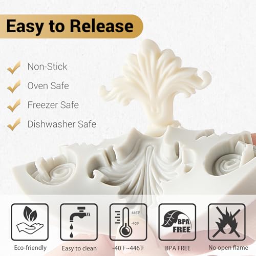 JOERSH Baroque Silicone Fondant Molds, 3Pcs - style: Baroque