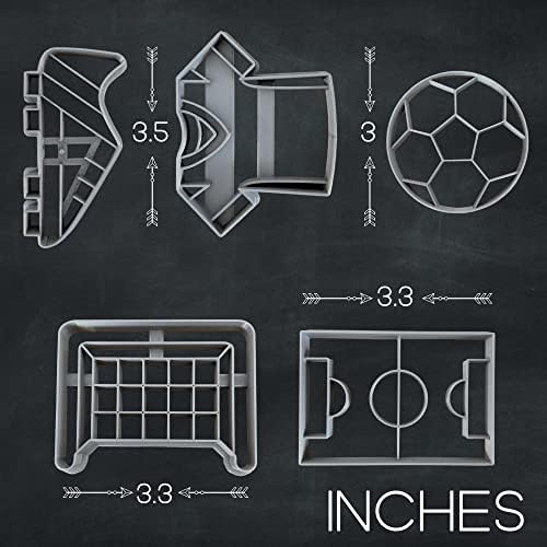 Soccer Cookie Cutter Set of 5 - Soccer Ball Shapes & Stamps, Sports Jersey Cookie Cutter for DIY Baking Supplies - Kit for Sports-Themed Party