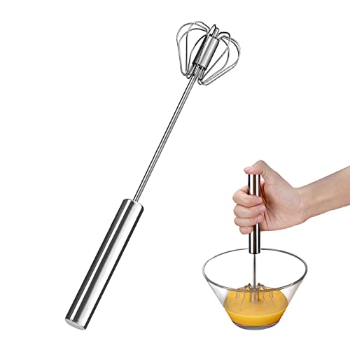 Egg Beater, Hand Easy Whisk Stainless Steel Hand Push Egg Beater Manual Mixer Blender for Home Kitchen Tool Whisking, Beating & Stirring (12 Inch) - size: 304-12 inch