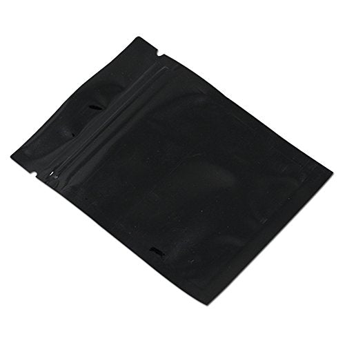 100 Pack 2.7x3.9 inch Opaque Black Reusable Resealable Mylar Bags - color: Black, size: 2.7x3.9 inch