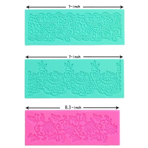 Set of 3 Silicone Fondant Lace Mat Cake Decorating Mold