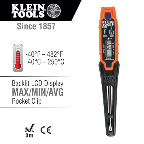 Klein Tools ET05 Digital Pocket Thermometer, Fahrenheit and Celsius - style: Digital