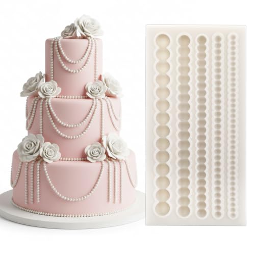 Pearl Fondant Molds, Silicone Cake Decoration Mold Pearls Chain