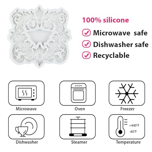 Baroque Curlicues Scroll Relief Lace Frame Silicone Fondant Molds - color: Style L