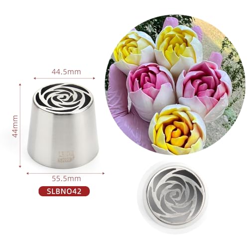 10 Pieces Extra Large Stainless Steel Russian Flower Piping Tips Kit - color: SILVER SET2