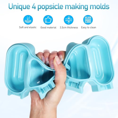 iplusmile -118 Silicone Ice Cream Mold Set with Lid and Stick Blue