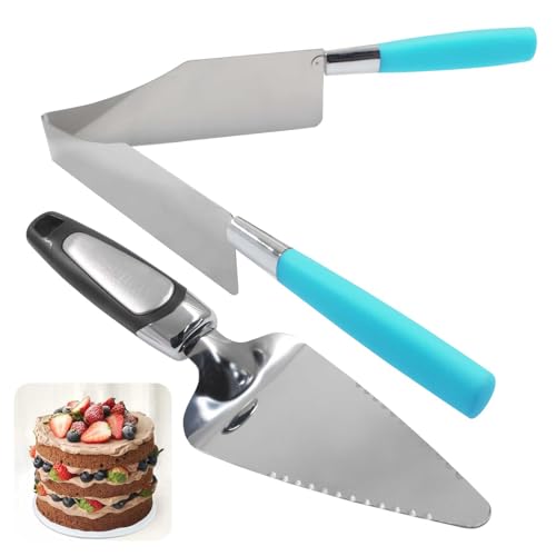 Blue Cake Slicer, 2 Pieces, Stainless Steel Cake Server Cutter - color: Blue