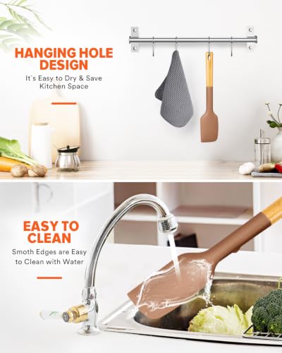 Badiano Silicone Heavy-Duty Spatula, Rubber Scraper for Nonstick Cookwares - color: Coffee