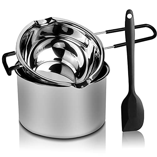 Double Boiler Pot Set, Stainless Steel Melting Pot 600ml and 1600ml - size: 1600 ML+600ML Multicolor (Pack of 1)