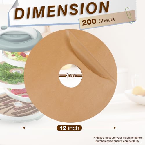 Kamehame 200pcs Dehydrator Sheets Round Parchment Paper with Hole - size: 200pcs