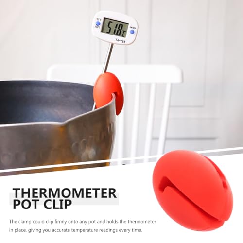 MAGICLULU Silicone Thermometer Pot Clip Red 2 Pack