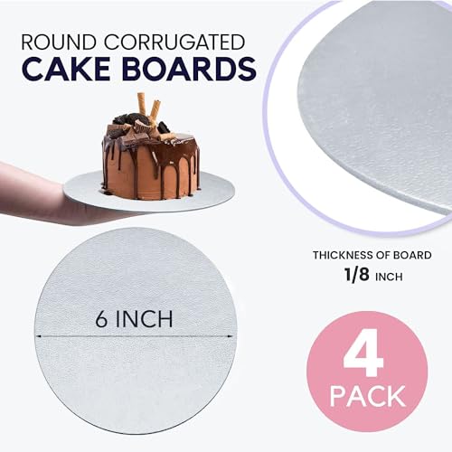 Goiio 4 Pack Cake Boards Golden Round Cake Circles