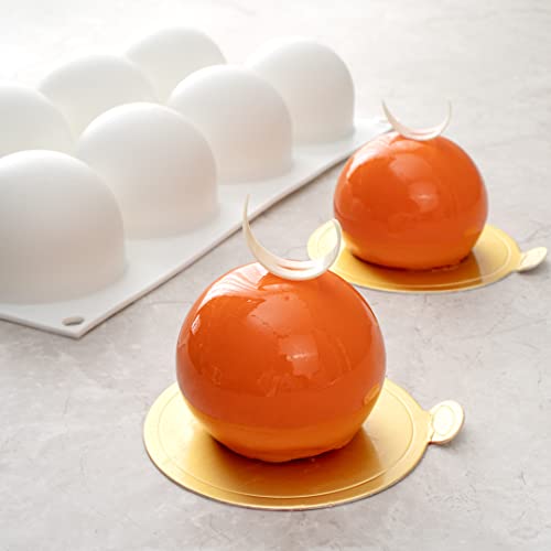 Restaurantware-Pastry Tek 8 Cavities Ball Mold, 1 Oven-Ready Chocolate Mold - Flexible, Freezable, White Silicone Baking Mold, Easy Release, For Making Candies or Chocolates - size: 1 Count, style: Ball