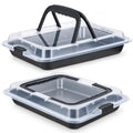 Webake 2 Pack 15x10 Baking Pan with Lid and Handle, Non-Stick Jelly Roll Pan, Rectangle Cake Carrier for Transport & Serve - size: 15 x 10 inch