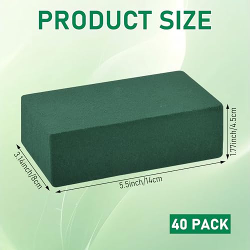 40 Pieces Floral Foam Blocks Dry and Wet Florist Foam Brick Flower Arrangements Supplies for Fresh and Artificial Flowers Craft Plant Filler Decoration (5.5 X 3.2 X 1.8 Inches)