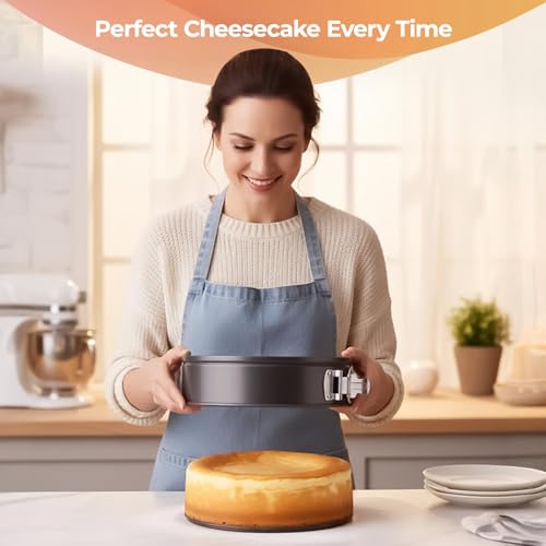 RFAQK 4 Inch Mini Cheesecake Pans Leakproof, 4pcs Small Nonstick Springform Pans with Removable Bottom, Includes 50pcs Parchment Papers, E-Book, Perfect for Baking Mini Cakes, Pizzas, Quiches & More! - size: 4-Inch