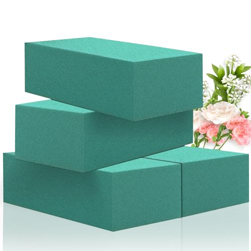 SupKing Floral Foams Blocks 4Pcs (7" L x 3.5" W x 2.1''H) Green Wet Dry Flower Foam Bricks Large Florist Plant Foam for Artificial and Fresh Flower Arrangement - size: 7 inch