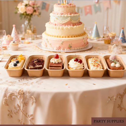 50 Pcs Mini Loaf Pan Liners Disposable Paper Baking Pans - color: Small-rectangular-50-B
