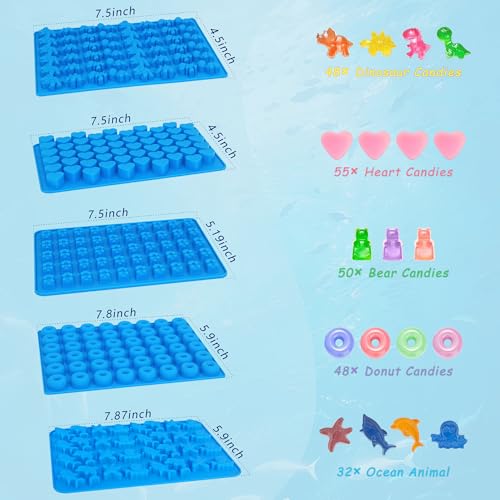 Sidosir 7Pcs Silicone Marine Theme Starfish Ocean Molds, Non-Stick Dinasur Chocolate Mold for Parties, Silicone Bear Gummy Mold for Make Gummies, Gummy Heart for Home Diy - color: Ocean Animal