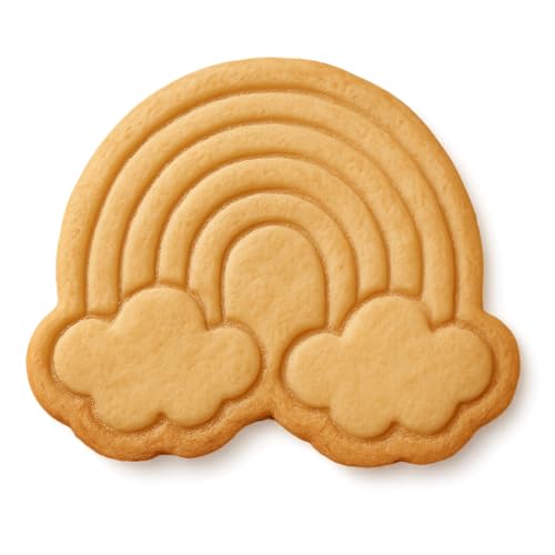 Swirly Rainbow with Cotton Clouds Cookie Cutter & Stamp - 4x3.5 Fun Kitchen Baki