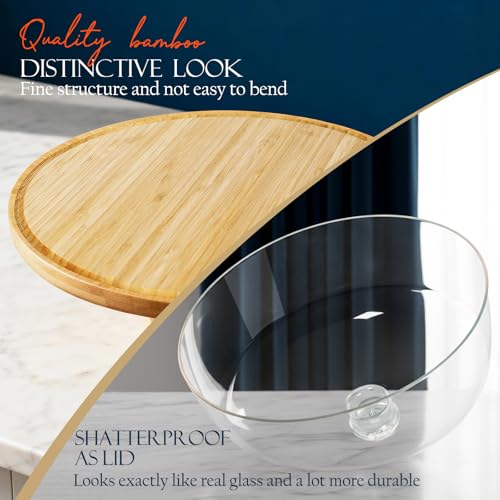 Masthome Bamboo Cake Stand with Lid, 6-in-1 Charcuterie Board for Snacks - color: Bamboo Cake Stand With Lid