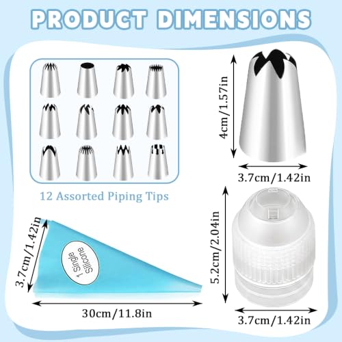 14PCS Large Piping Tips, Stainless Steel Cake Decorating Nozzles Set