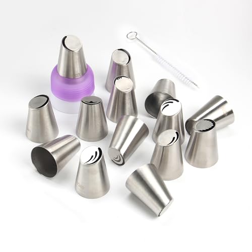 17 Pcs Stainless Steel Seamless Russian Flower Icing Tips Set - color: SILVER MRF0062