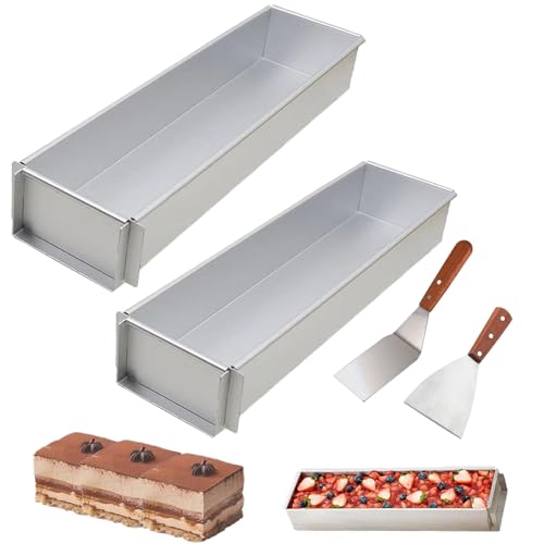 11.81x3.94x2.36in Rectangle Tiramisu Cake Mold Nonstick, Food-Grade Tiramisu Cake Pan Removable, Tiramisu Cake Baking Pan Long Rectangle Cake Pan Detachable Bread Baking Pan Easy Release (2)