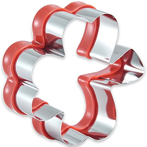 3 Pcs Clover Cookie Cutter Set 4.1" 3" 1.8", St. Patrick's Day Irish Shamrock Cookie Cutters, Holiday Stainless Steel Cookie Cutters, Coated with Soft PVC for Protection