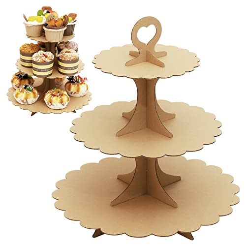 Brown Cupcake Stand 3-Tier 2-Pack, Kraft Paper Display Tower - color: Brown 2 Pack