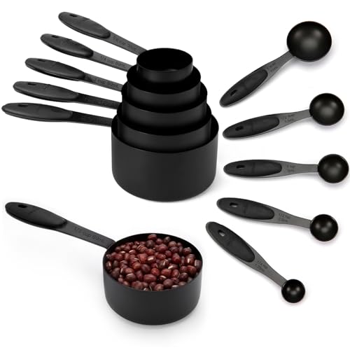 JOYHILL Measuring Cups and Spoons Set 304 Stainless Steel 10-Piece - color: i)Black-Black