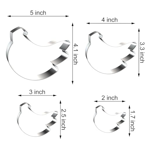Bunch of Bananas Cookie Cutter Set - 5 inch, 4 inch, 3 inch, 2 inch - 4 Piece Fruit Cookie Cutters Shapes Molds - Stainless Steel - color: Bunch of Bananas