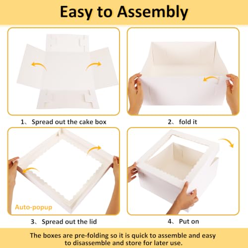 Moretoes 12pcs 14x14x6 Inch Cake Boxes for Tier Cakes for Wedding, Birthday - size: 14*14*6in
