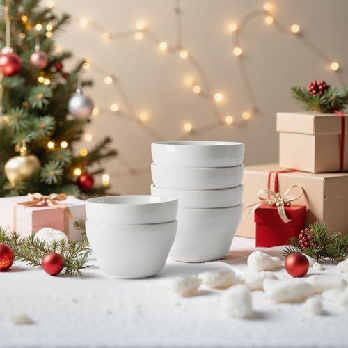 Sweese Set of 6 Porcelain Bouillon Cups, White High-Grade Durable Professional, 6.0 Count - color: White