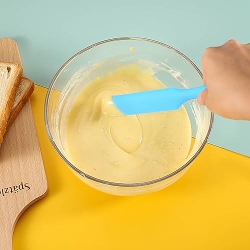 【5 Pack】Silicone Jar Spatula, Long Handle Jar Scraper Spurtle, Sourdough Spatula, Non-Stick Heat Resistant Cake Cream Spatulas Set, Small Spatulas for Kitchen Use - color: Black,Red,Orange,Blue,Green