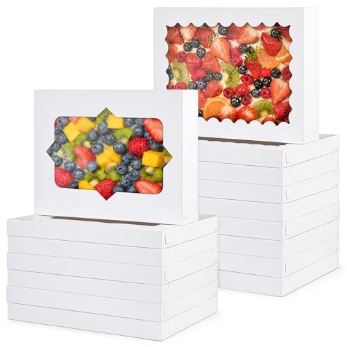 Sinload 24 Pcs Full Sheet Cake Box with Window & Board, White, 27x20x5 Inch - color: White, size: 27x20x5 Inch