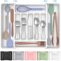 ukeetap Extra Large Expandable Silverware Organizer, Flatware Tray,White - color: White