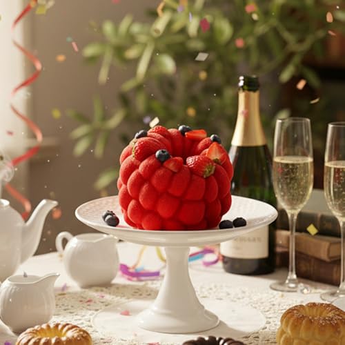 3D Raspberry Silicone Cake Mold 12.5cm Round Fruit Shape - color: White(Large Raspberry)
