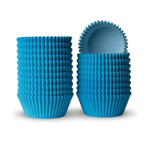 200 Paper Cupcake Liners, Muffin Liners or Baking Cups for Desserts, Muffins, Cupcakes and More Treats; Grease Proof, No Smell, Food Grade, Nut Serving Containers (Blue) - color: Blue