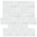 Stencil Ease Pool Safety Stencil Kit – 21 Reusable 10 mil Mylar Stencils for Concrete Pool, Spa Decks – Swimming Pool Rules, No Diving, No Running, Water Depth