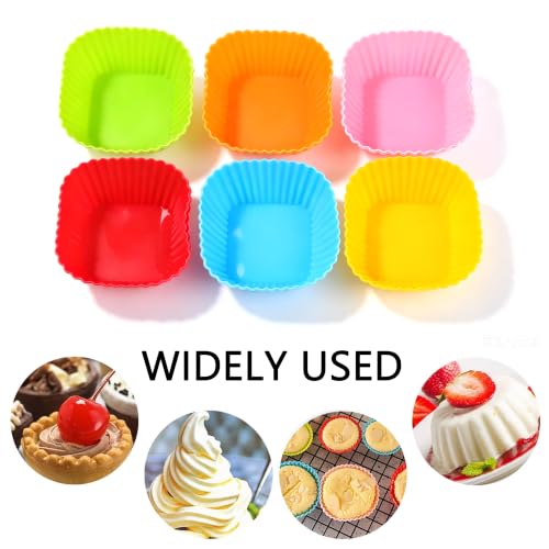 12 Pack Silicone Baking Cups Reusable Muffin Liners Non-Stick Cup Cake Molds Set Cupcake Liner Standard Size Silicone Cupcake Holder Silicon Cups for Baking